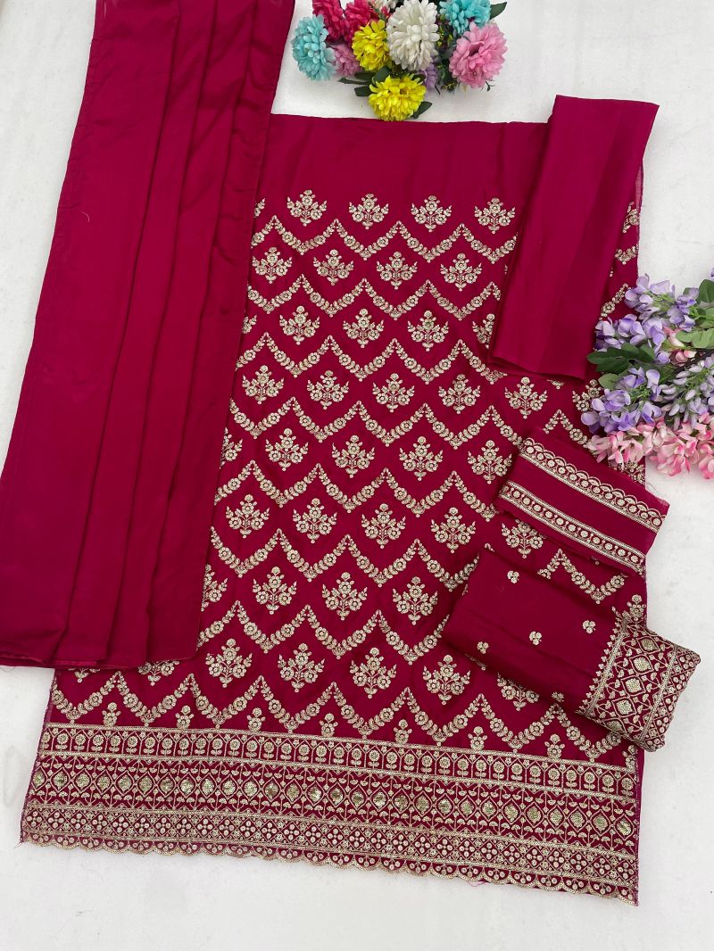 Amrah 2117 A To D Master Colors Chinon Embroidered Dress Material