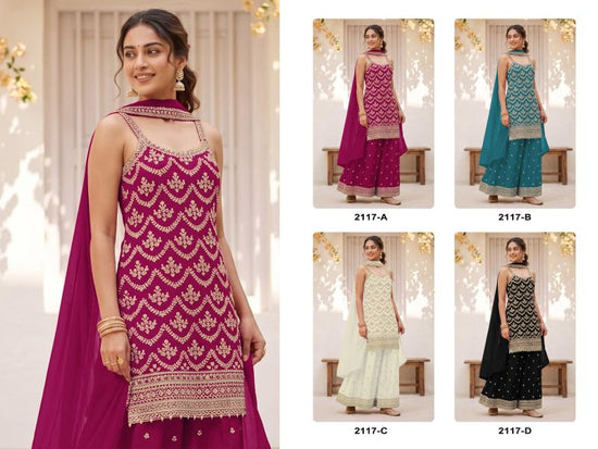 Amrah 2117 A To D Master Colors Chinon Embroidered Dress Material