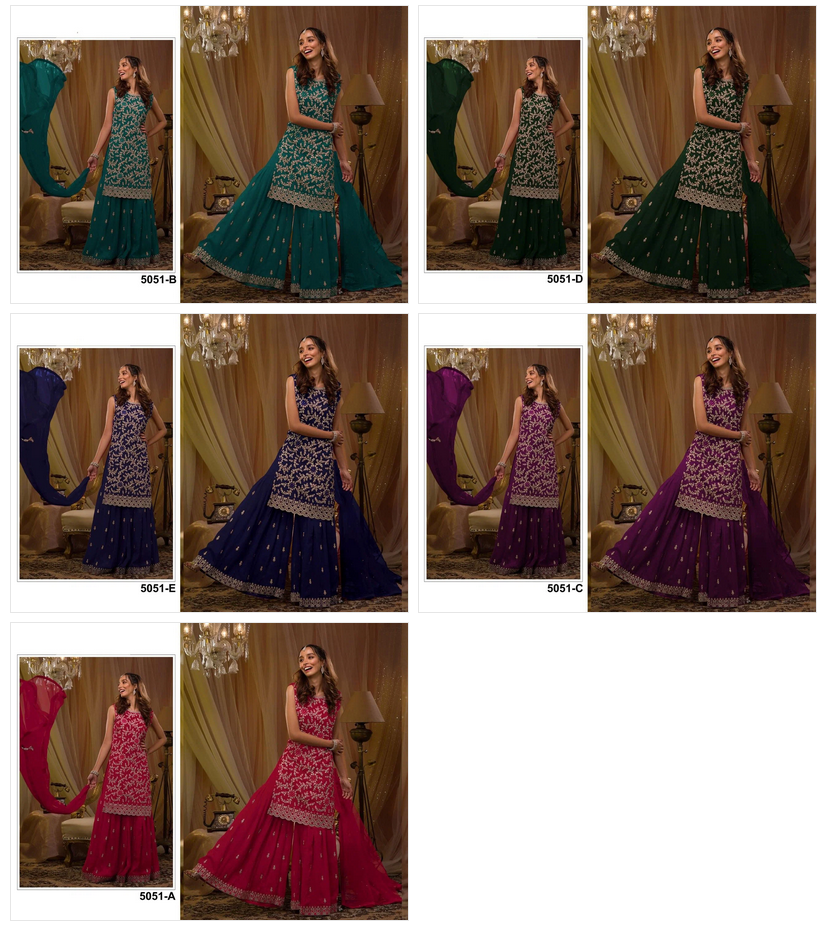 Amrah Wholesale 5051 Master Colors A To E Blooming Georgette Pakistani Suit