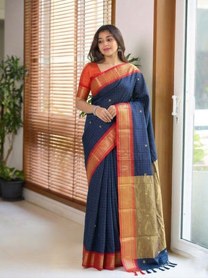 Amrah Aab Checks Vol 1 Soft Silk Zari Saree