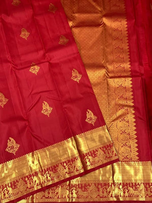 Amrah Aab Red Palakhi Soft Lichi Silk Saree