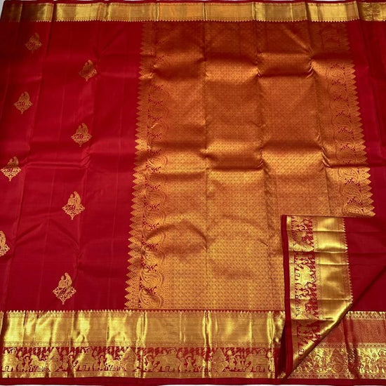 Amrah Aab Red Palakhi Soft Lichi Silk Saree
