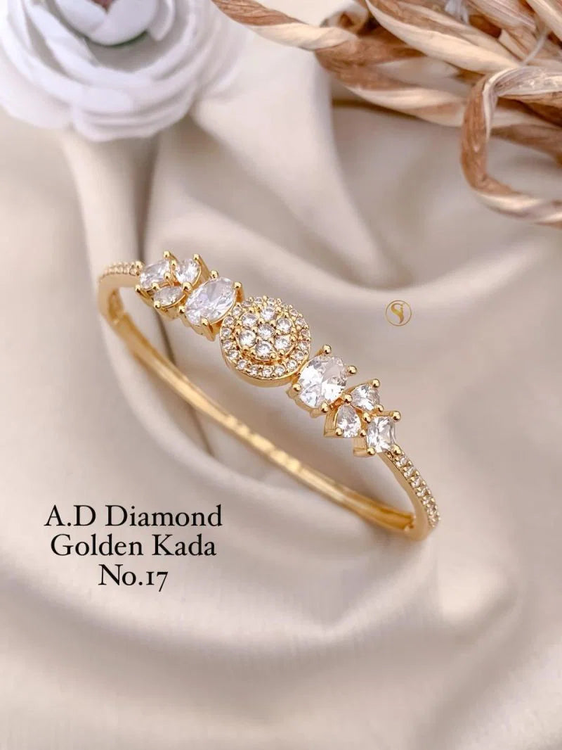 Amrah Wholesale Ad Diamond Golden Fancy Kada 20 Gold Plated Imitation Jewellery