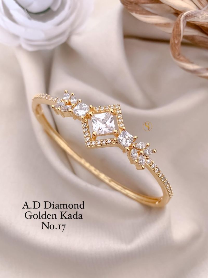 Amrah Wholesale Ad Diamond Golden Fancy Kada 20 Gold Plated Imitation Jewellery