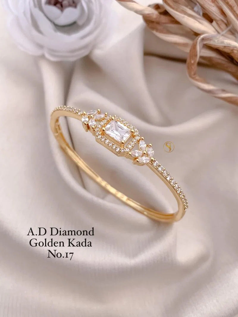 Amrah Wholesale Ad Diamond Golden Fancy Kada 20 Gold Plated Imitation Jewellery