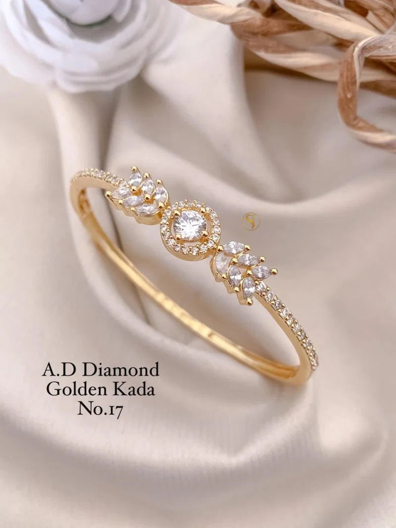 Amrah Wholesale Ad Diamond Golden Fancy Kada 20 Gold Plated Imitation Jewellery