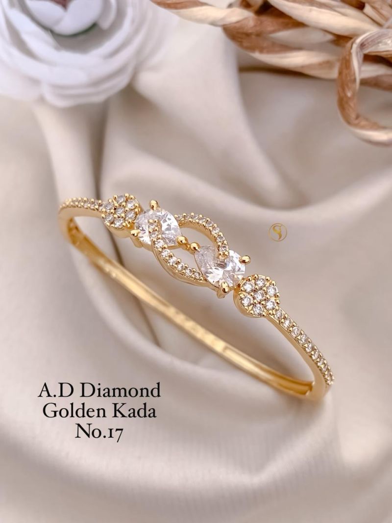 Amrah Wholesale Ad Diamond Golden Fancy Kada 20 Gold Plated Imitation Jewellery