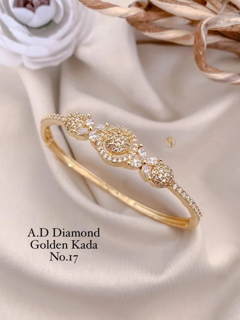 Amrah Wholesale Ad Diamond Golden Fancy Kada 20 Gold Plated Imitation Jewellery