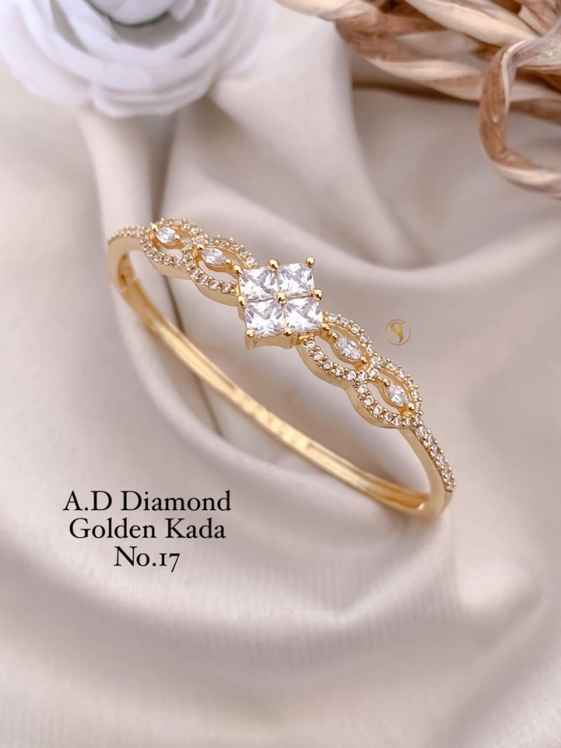 Amrah Wholesale Ad Diamond Golden Fancy Kada 20 Gold Plated Imitation Jewellery