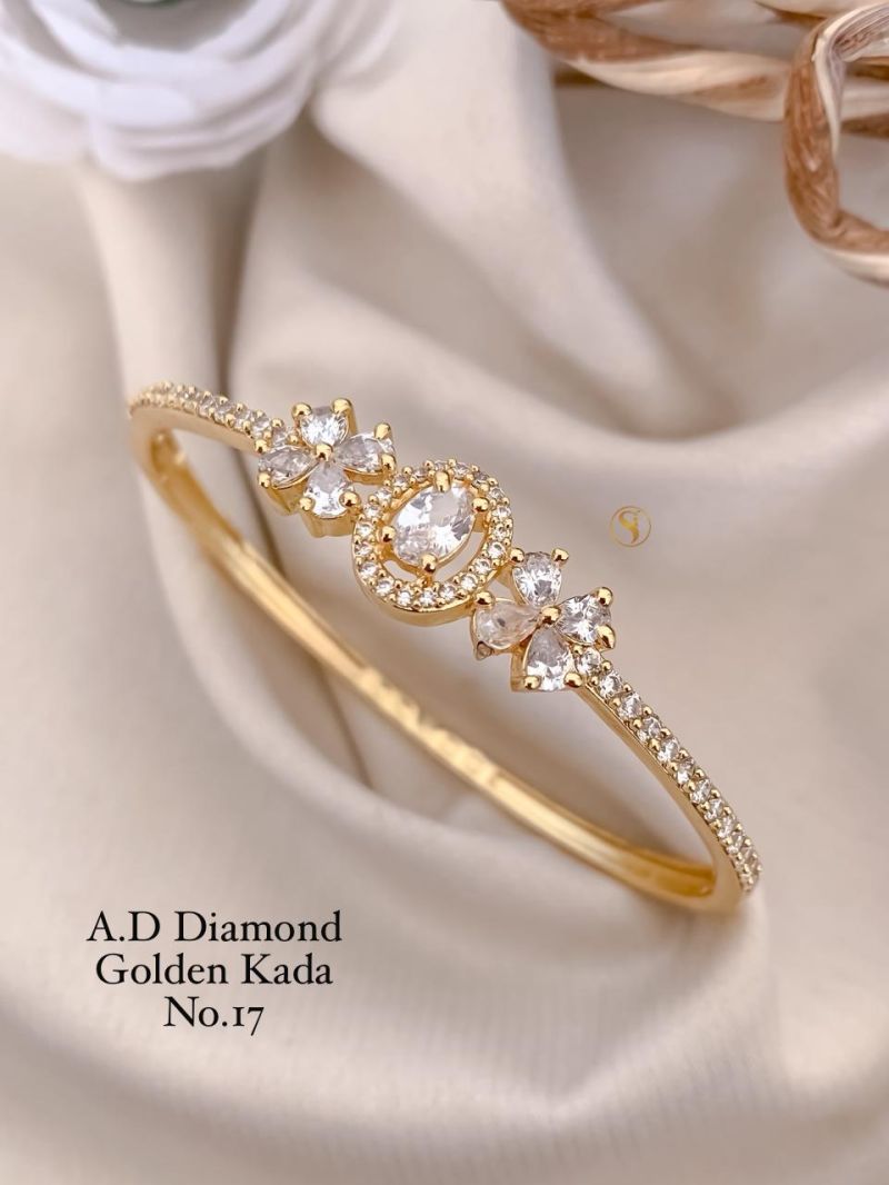 Amrah Wholesale Ad Diamond Golden Fancy Kada 20 Gold Plated Imitation Jewellery