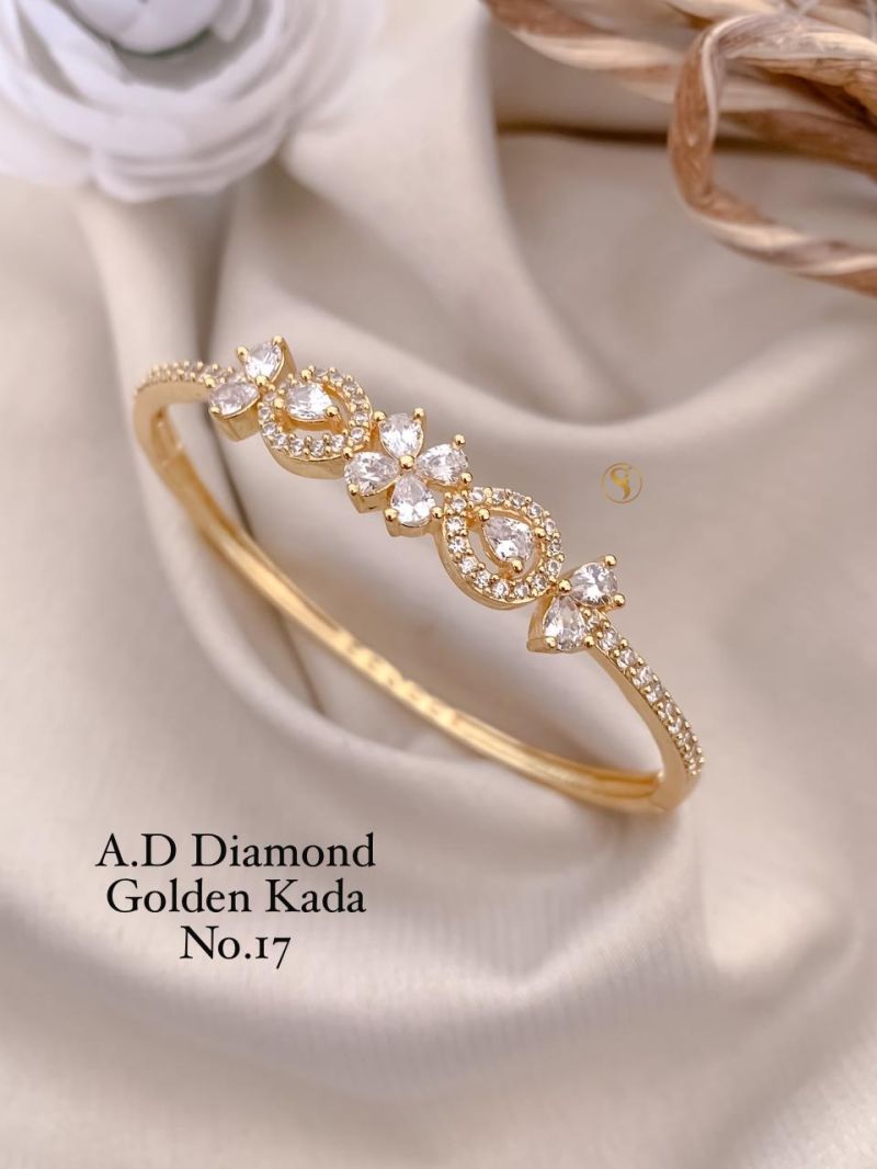 Amrah Wholesale Ad Diamond Golden Fancy Kada 20 Gold Plated Imitation Jewellery