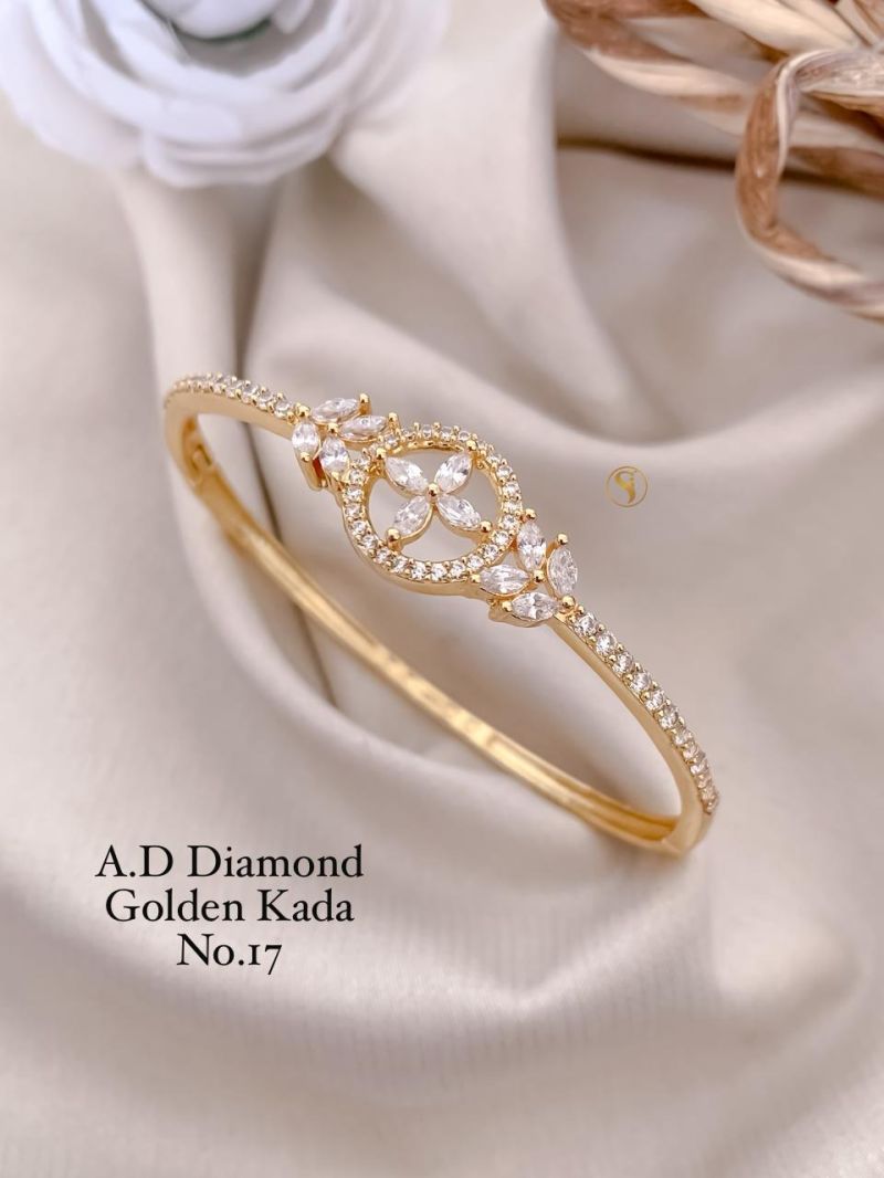 Amrah Wholesale Ad Diamond Golden Fancy Kada 20 Gold Plated Imitation Jewellery