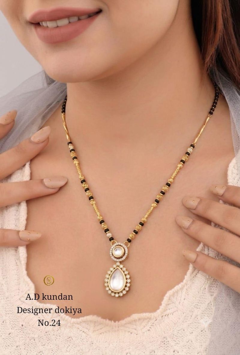 Amrah Wholesale Ad Kundan Designer Dokiya Mangalsutra 22 Gold Plated Imitation Jewellery