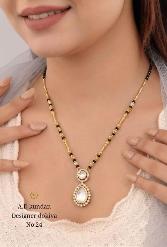 Amrah Wholesale Ad Kundan Designer Dokiya Mangalsutra 22 Gold Plated Imitation Jewellery