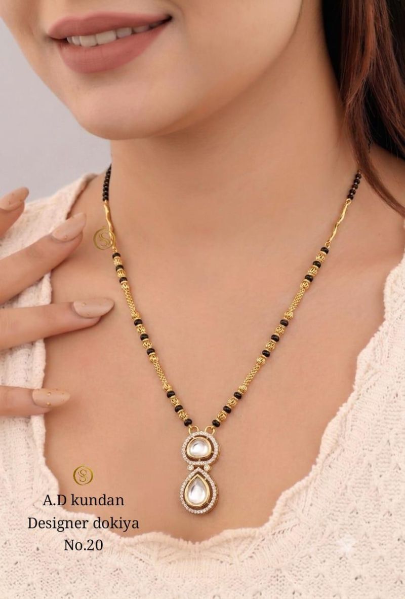 Amrah Wholesale Ad Kundan Designer Dokiya Mangalsutra 22 Gold Plated Imitation Jewellery