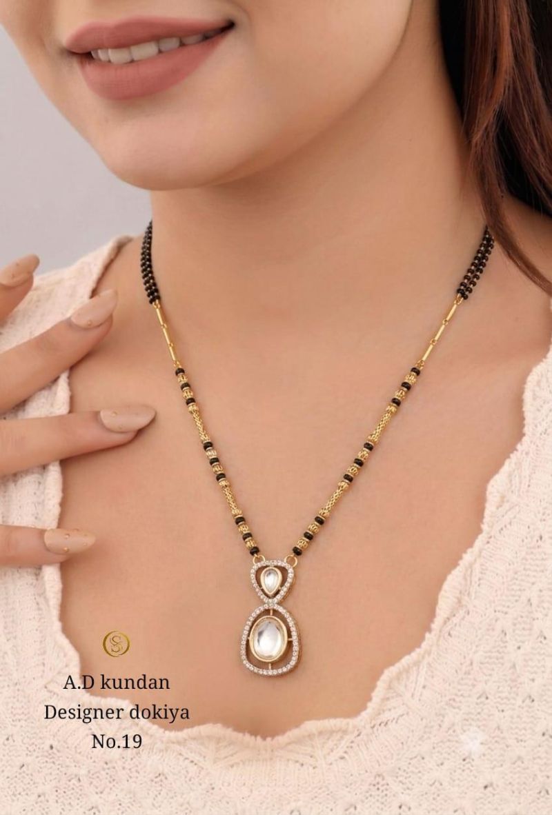 Amrah Wholesale Ad Kundan Designer Dokiya Mangalsutra 22 Gold Plated Imitation Jewellery