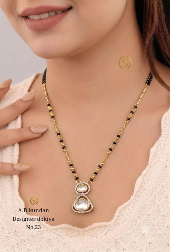 Amrah Wholesale Ad Kundan Designer Dokiya Mangalsutra 22 Gold Plated Imitation Jewellery