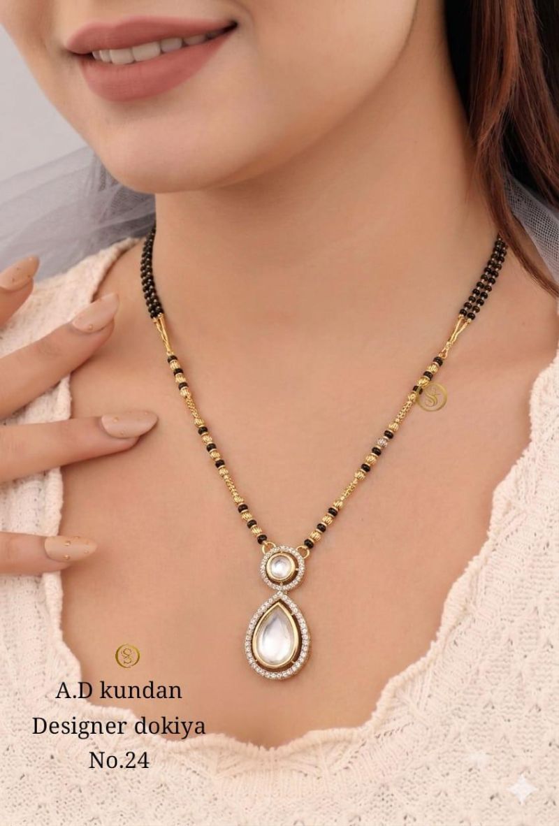 Amrah Wholesale Ad Kundan Designer Dokiya Mangalsutra 22 Gold Plated Imitation Jewellery