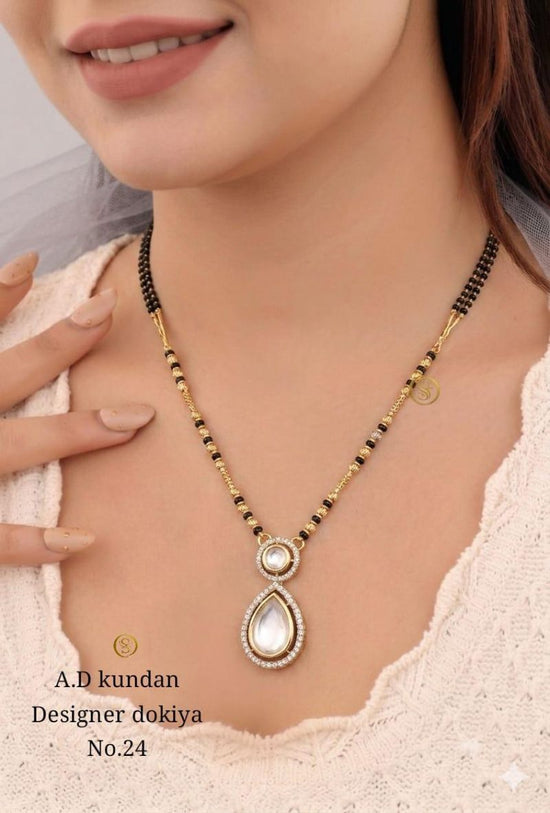 Amrah Wholesale Ad Kundan Designer Dokiya Mangalsutra 22 Gold Plated Imitation Jewellery