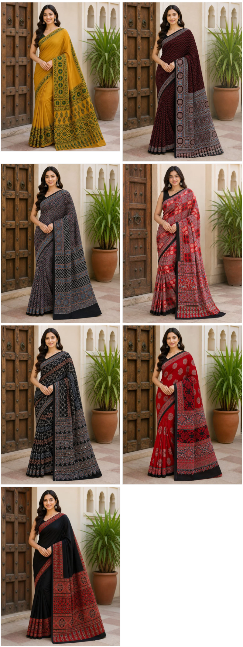 Amrah Wholesale Ajrakh Print Vol 1 Modal Silk Ajrakh Printed Saree