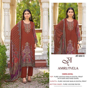 AMRUTVELA AT-233 Viscose Muslin Pakistani Suit