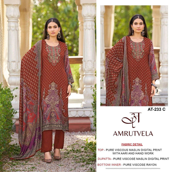 AMRUTVELA AT-233 Viscose Muslin Pakistani Suit