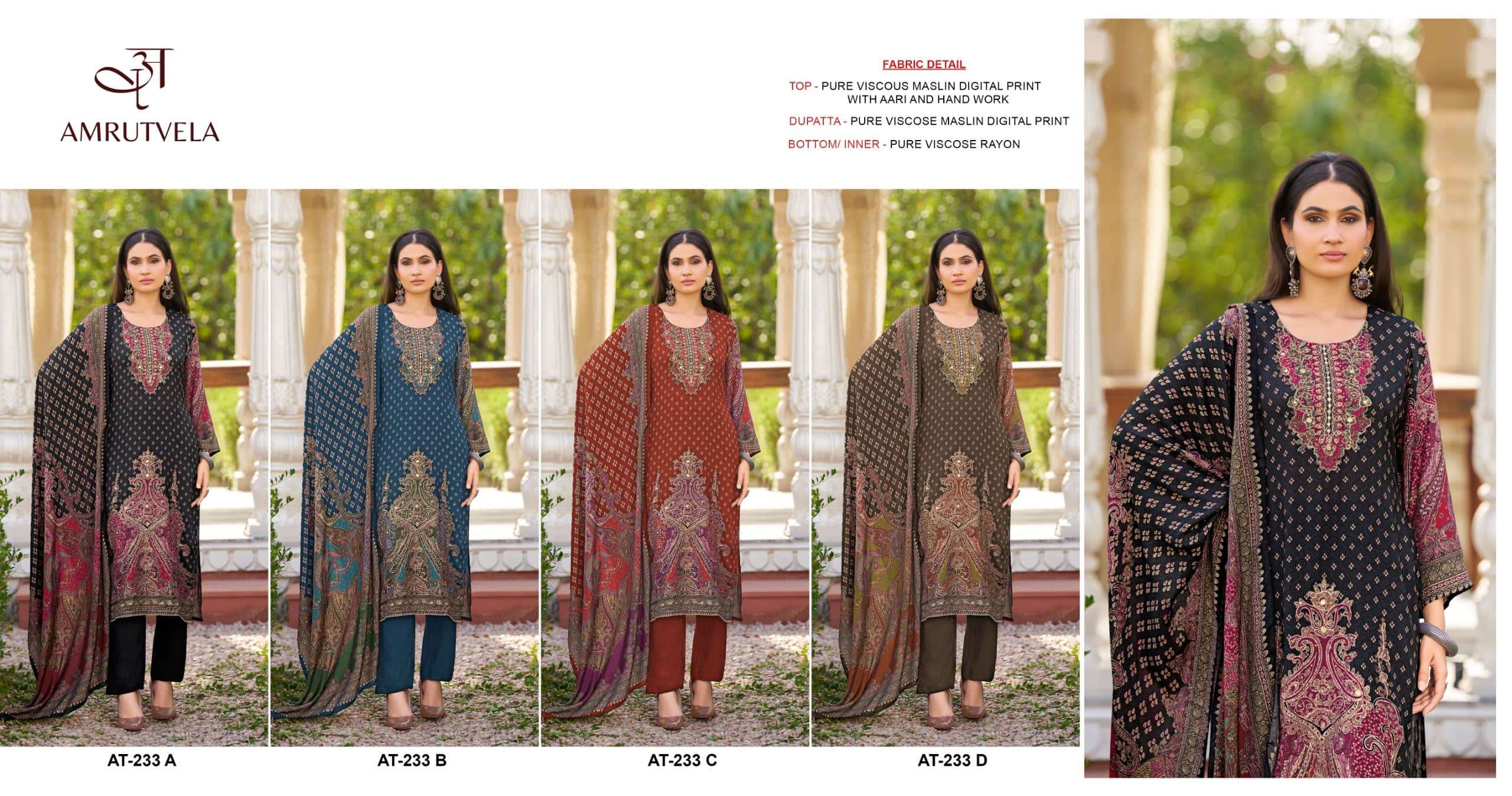 AMRUTVELA AT-233 Viscose Muslin Pakistani Suit