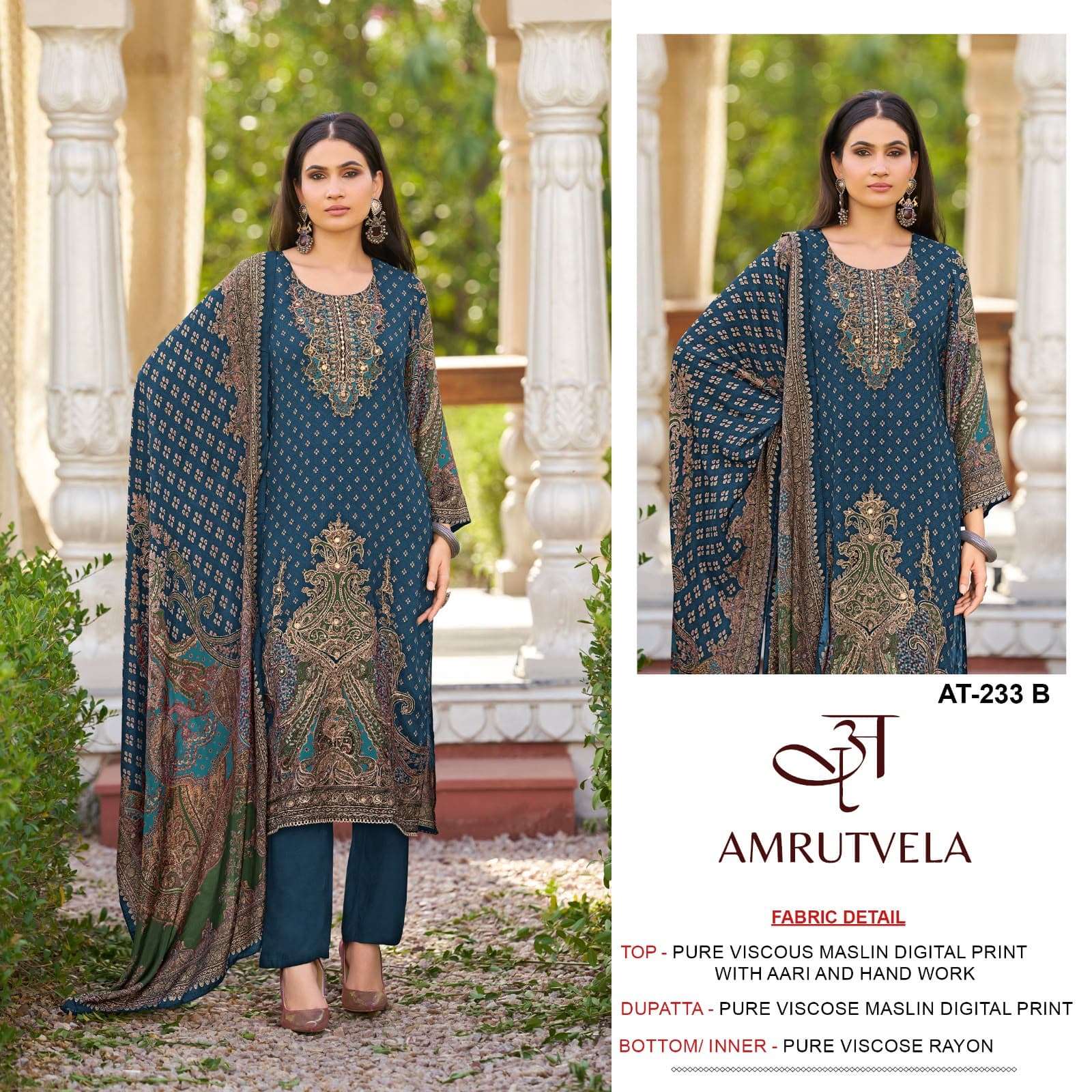 AMRUTVELA AT-233 Viscose Muslin Pakistani Suit