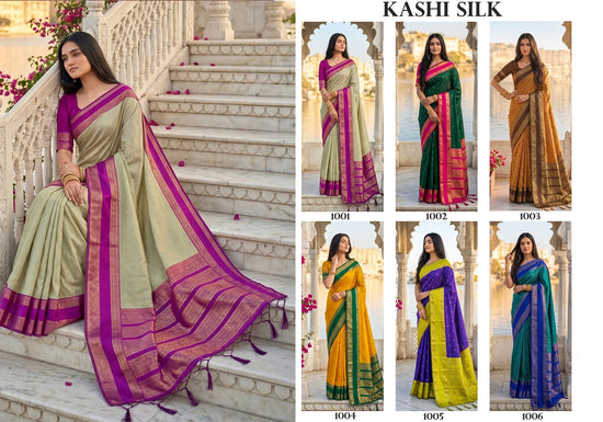 Amrah Wholesale Ast Kashi Silk Blend Saree