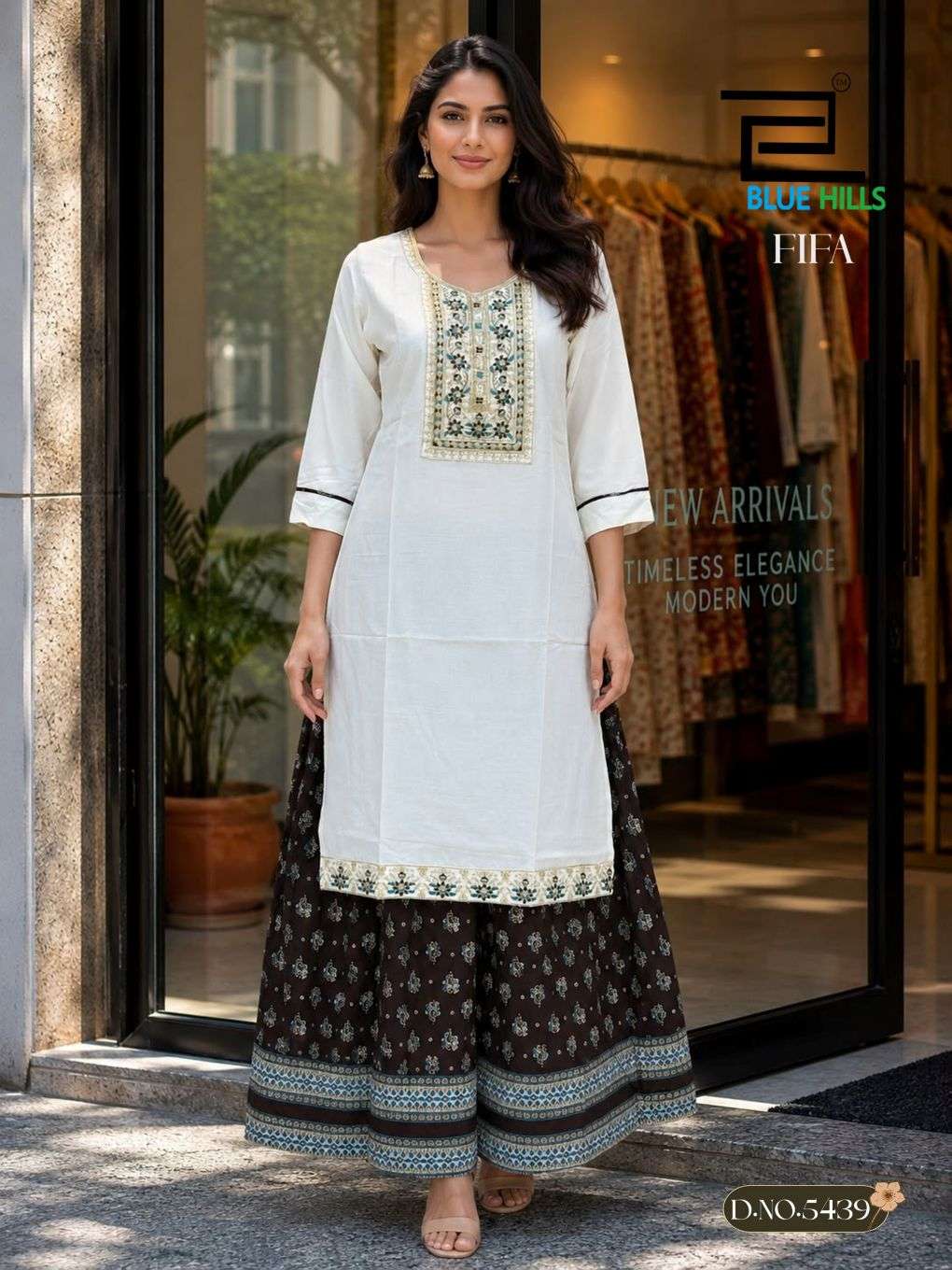 BLUE HILLS FIFA 5435 to 5440 Series Rayon Embroidered Kurti Pant Set