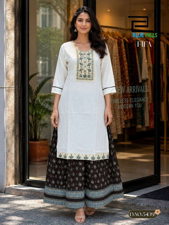 BLUE HILLS FIFA 5435 to 5440 Series Rayon Embroidered Kurti Pant Set