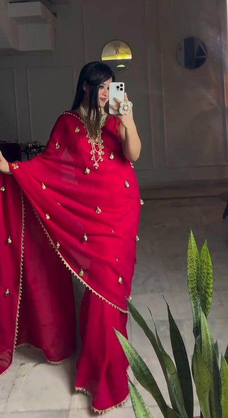 Amrah Wholesale Bt 451 Soft Silk Moti Handworked Saree