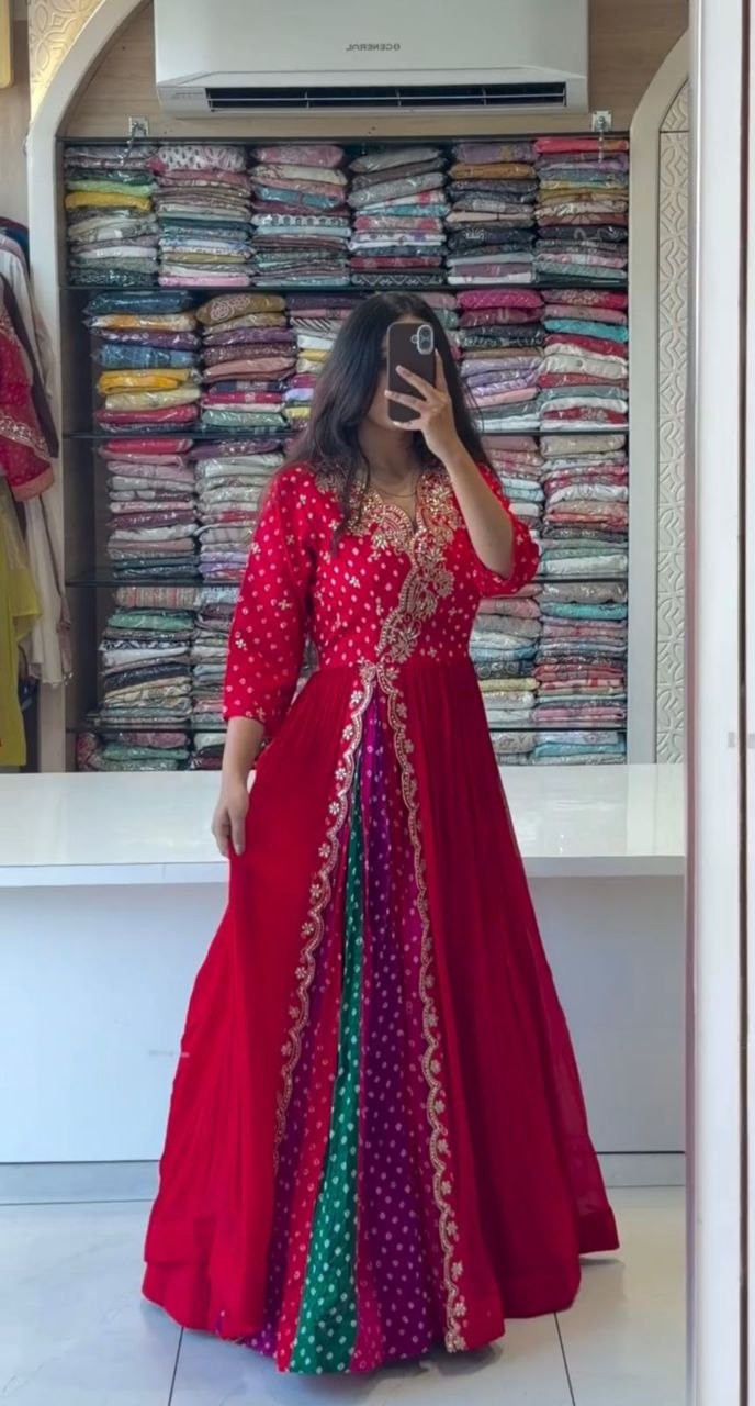 Amrah Wholesale Bt 7155 Faux Georgette Embroidered Gown
