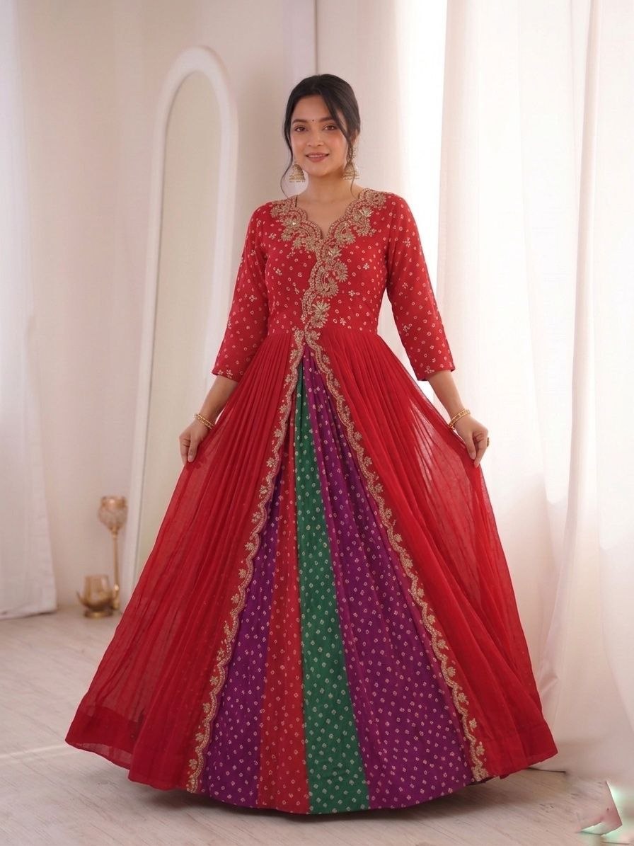 Amrah Wholesale Bt 7155 Faux Georgette Embroidered Gown