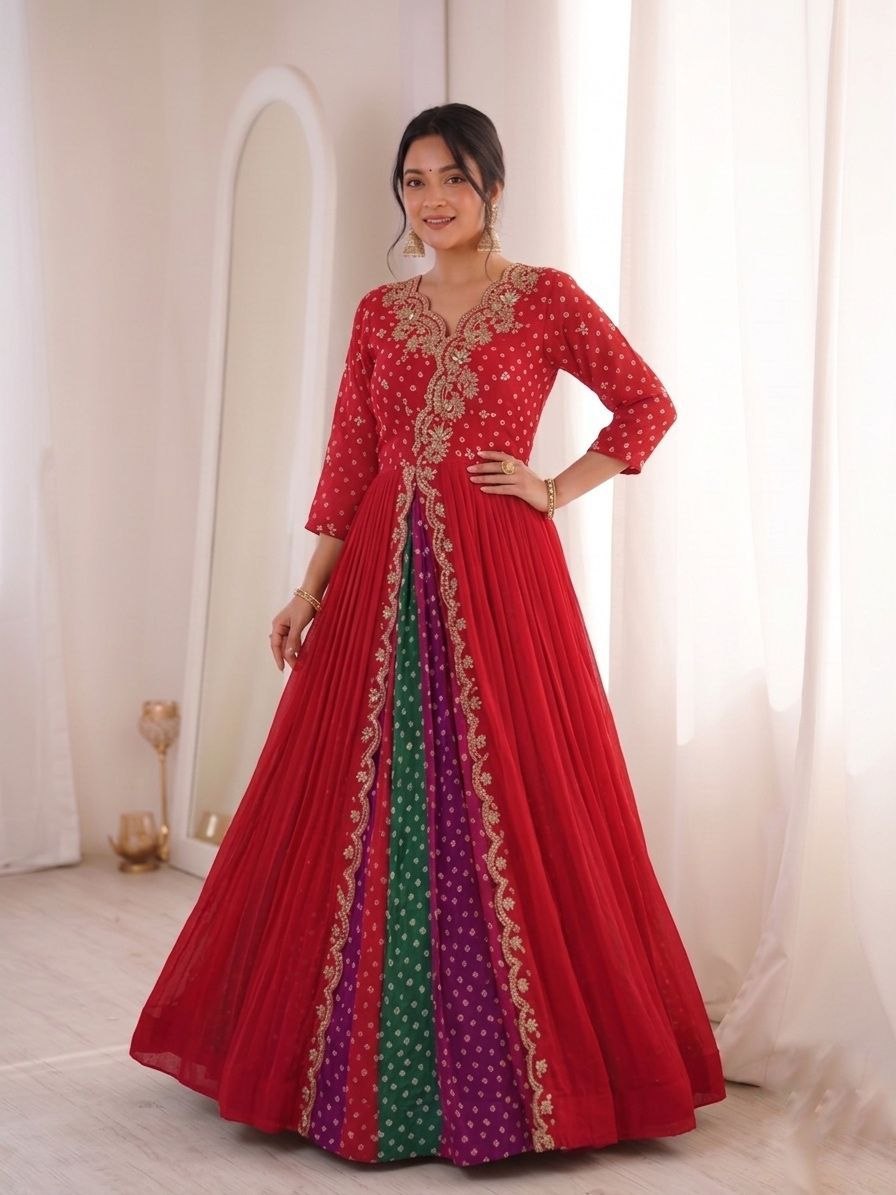 Amrah Wholesale Bt 7155 Faux Georgette Embroidered Gown