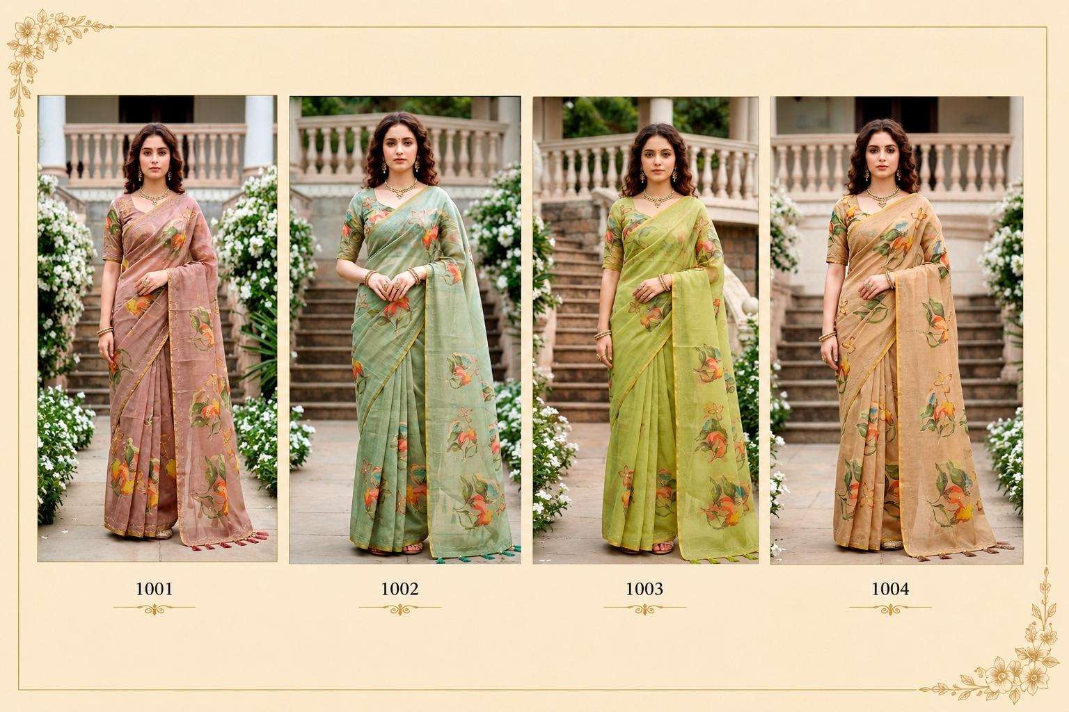 BUNAWAT ERODI Cotton Printed Aari Work Saree with Blouse