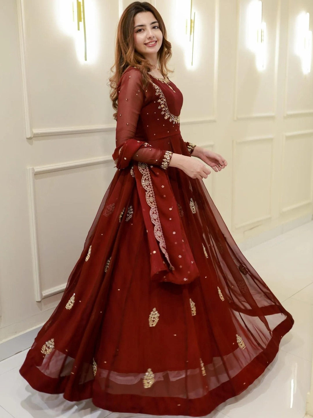 Amrah Chandan Vol 1 Georgette Gown Wholesale Catalogue