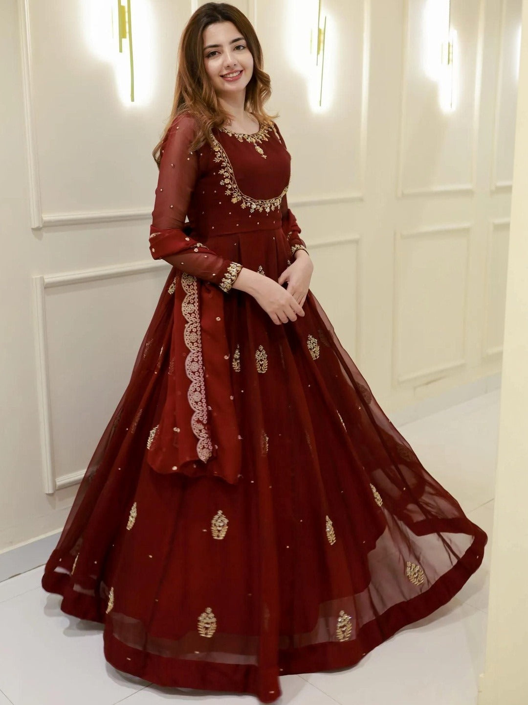 Amrah Chandan Vol 1 Georgette Gown Wholesale Catalogue