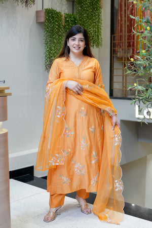 Amrah Wholesale D 2114 Muslin Embroidery Kurti Pant Dupatta Set