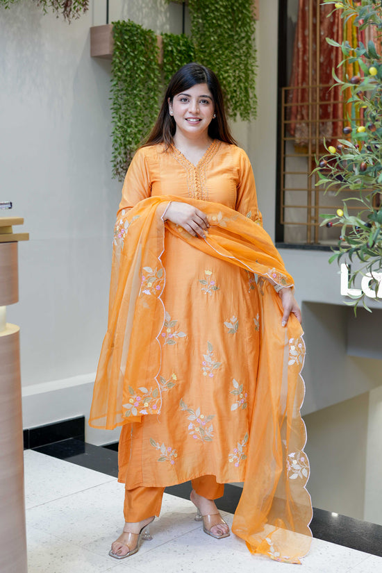 Amrah Wholesale D 2114 Muslin Embroidery Kurti Pant Dupatta Set