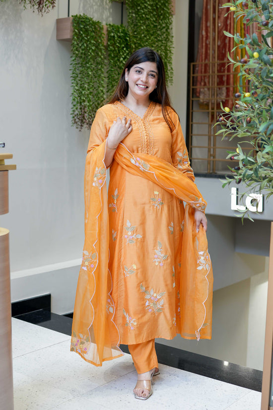 Amrah Wholesale D 2114 Muslin Embroidery Kurti Pant Dupatta Set