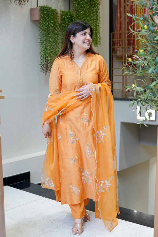 Amrah Wholesale D 2114 Muslin Embroidery Kurti Pant Dupatta Set
