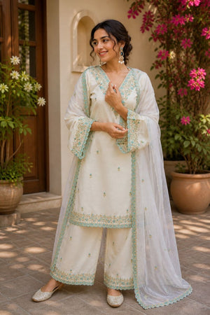Amrah Wholesale Daya 02 Viscose Rayon Embroidered Kurti Pant Dupatta Set