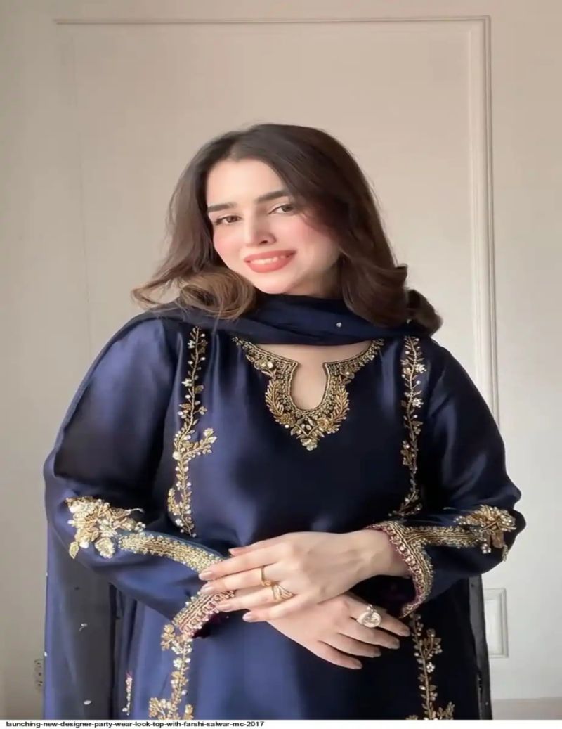 Amrah Wholesale Devprachi 01 Natural Crepe Embroidered Kurti Pant Dupatta Set