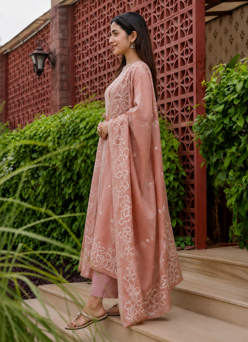 Amrah Drd 60 Light Maroon Cotton Kurti Set