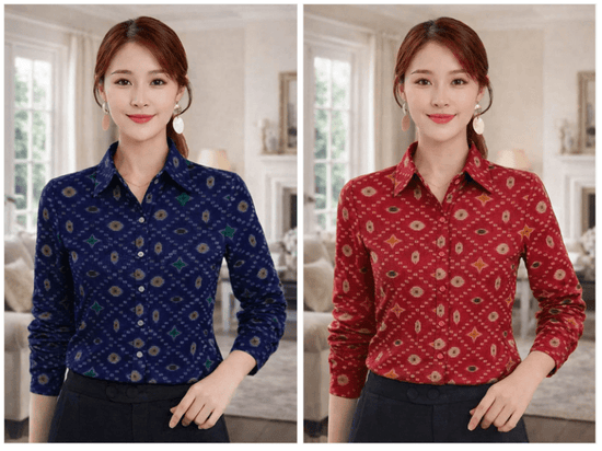 Amrah Emily 9441 Premium Cotton Printed Long Sleeve Shirts - Amrah Wholesale