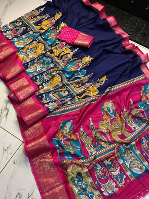 Amrah Freehand B D Dola Silk Jacquard Saree
