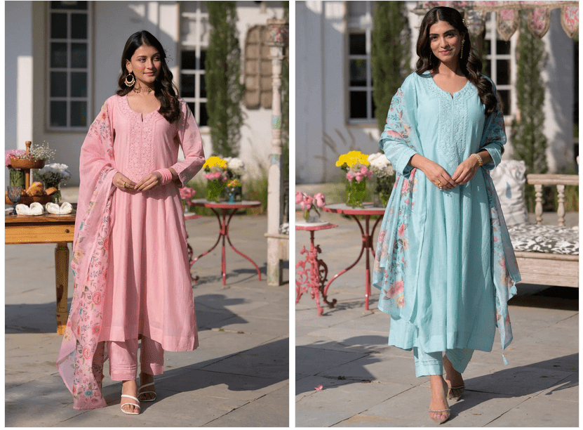 Amrah Hema 01 PV Chanderi Kurti Pant Dupatta Set - Amrah Wholesale