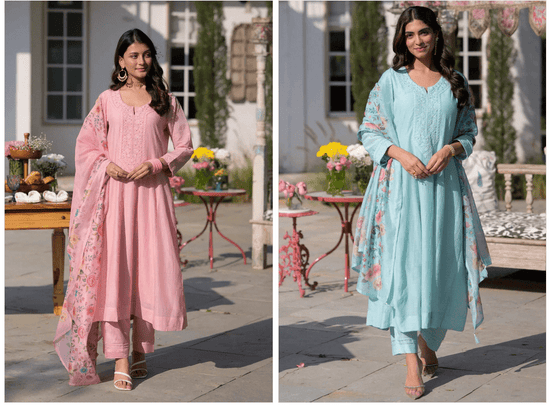 Amrah Hema 01 PV Chanderi Kurti Pant Dupatta Set - Amrah Wholesale