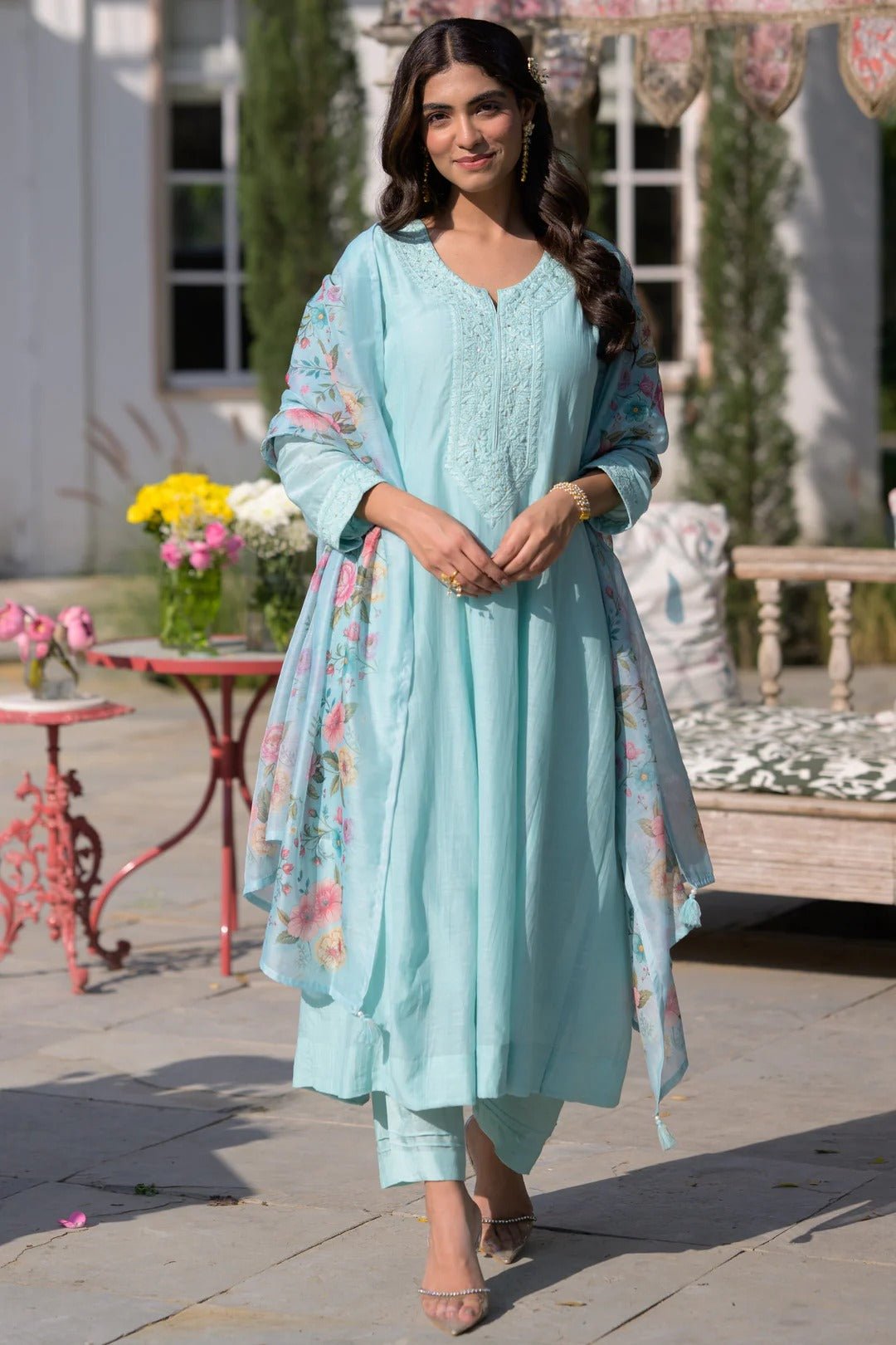 Amrah Hema 01 PV Chanderi Kurti Pant Dupatta Set - Amrah Wholesale